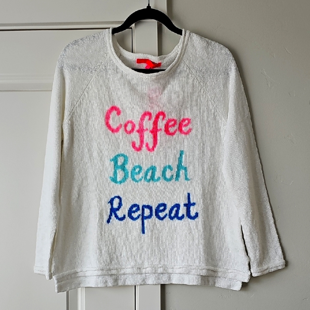Lilly Pulitzer Danette Sweater, White Knit Top with Pink and Blue Accents